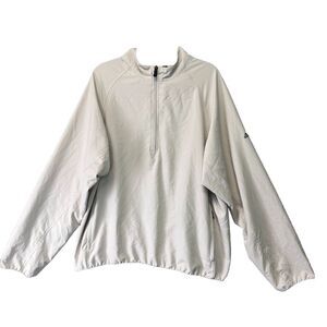 Adidas Jacket Mens L Large Beige Quarter Zip Windbreaker ClimaProof‎ Lightweight